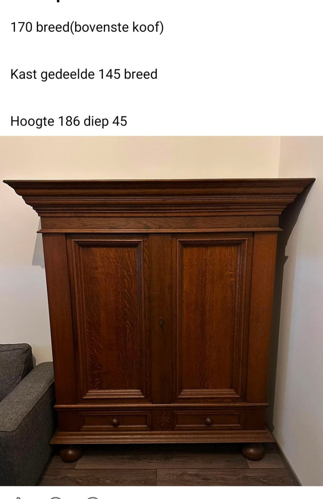 houten kast - 170 breed, 186 hoog, Ophalen, 25 tot 50 cm, Minder dan 150 cm, 150 tot 200 cm
