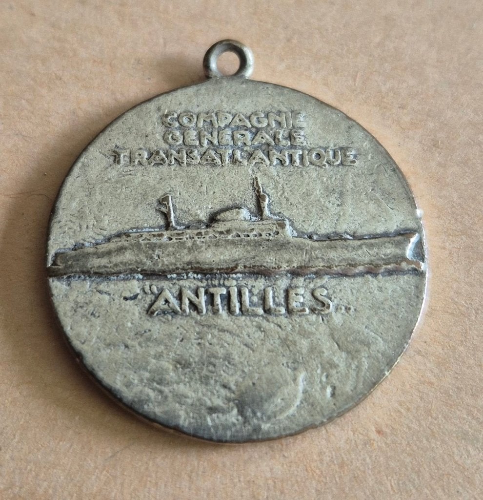 Franse medaille "de Compagnie Générale Transatlantique", Ophalen of Verzenden, Landmacht, Nederland, Lintje, Medaille of Wings