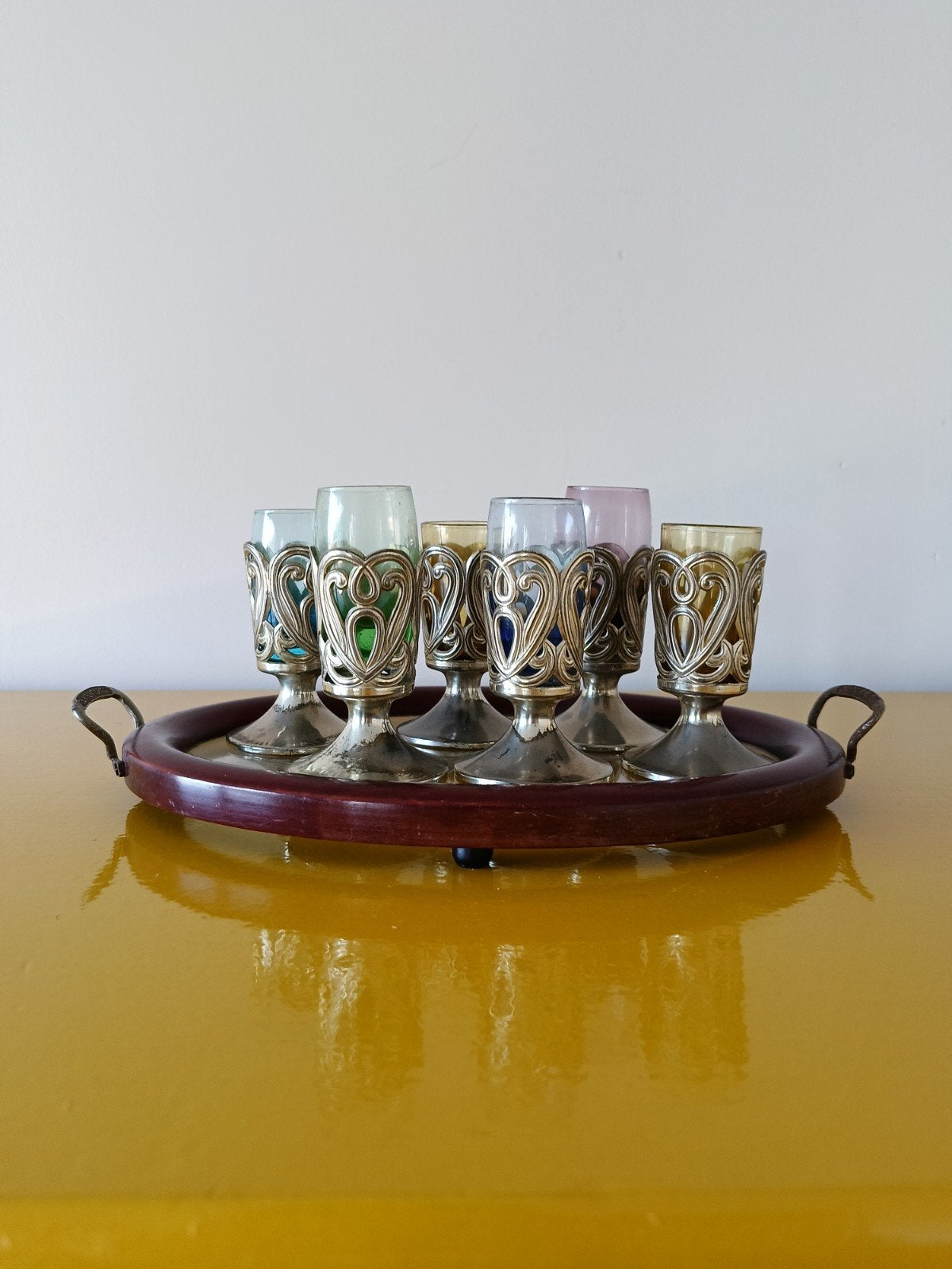 Prachtige Vintage Verzilverde Likeurset - Ianthe, Ophalen of Verzenden, Zilver