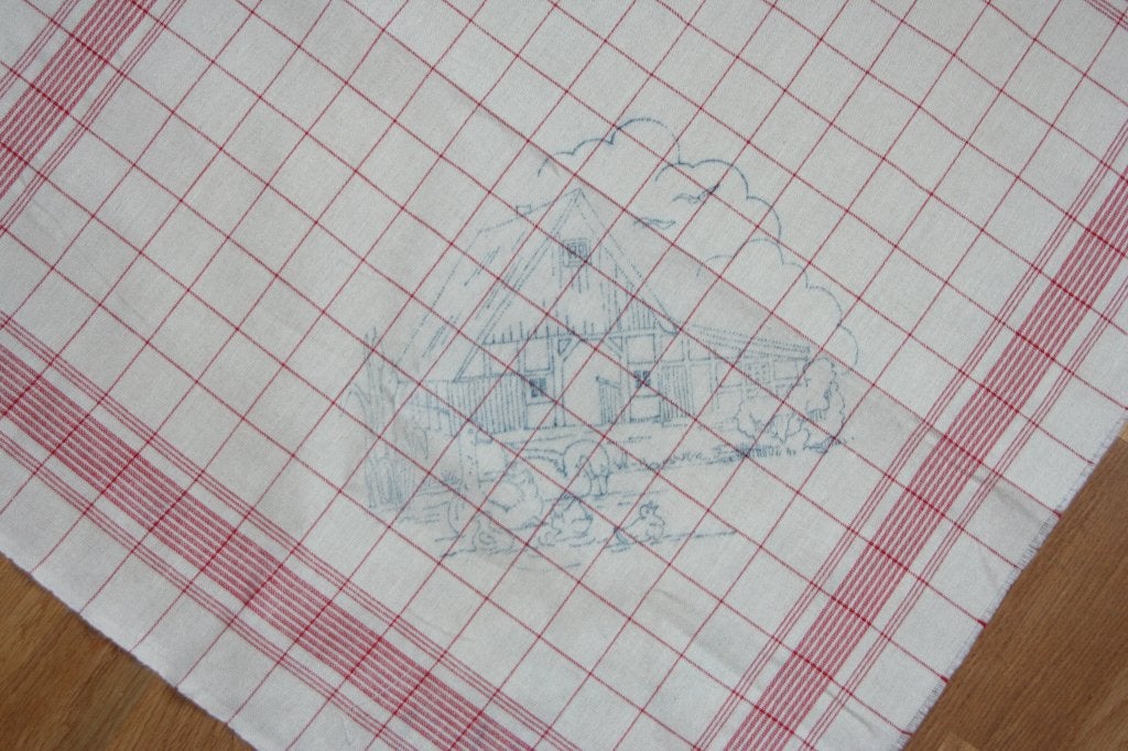 doek / kleed linnen met patroon rode rand, Ophalen of Verzenden, Nieuw, Patroon