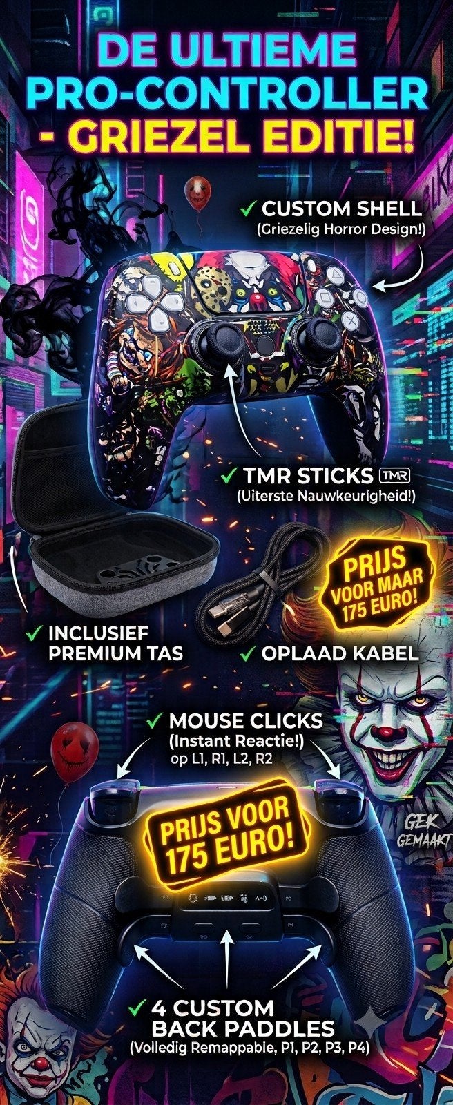 Ps5 Pro-Controller /TMR 720/MOUSE CLICKS/4 BACK BUTTONS, Ophalen of Verzenden, Nieuw, Controller