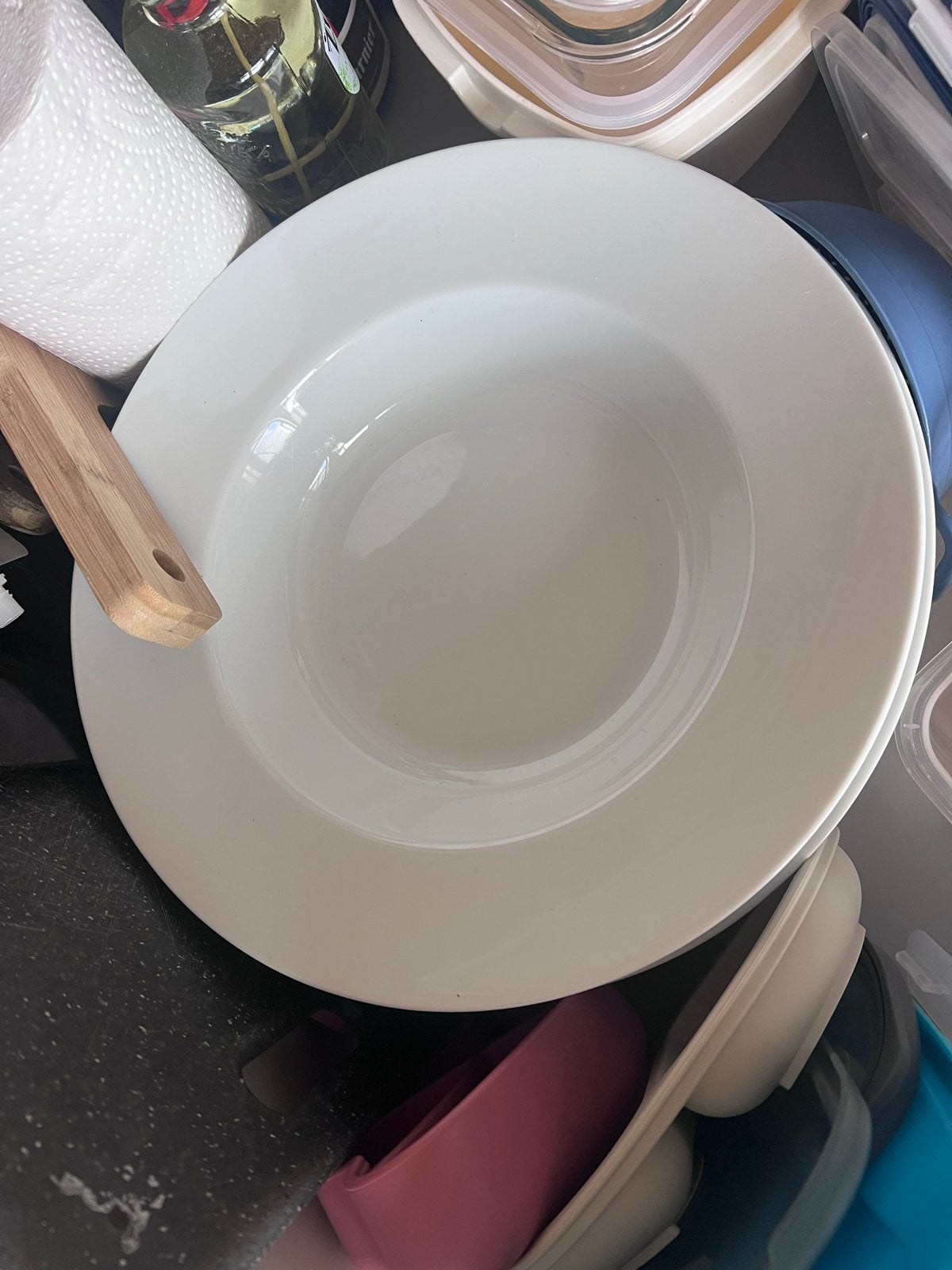 Gratis: Witte diepe borden, Huis en Inrichting, Keuken | Servies, Ophalen, Gebruikt, Keramiek, Bord(en)