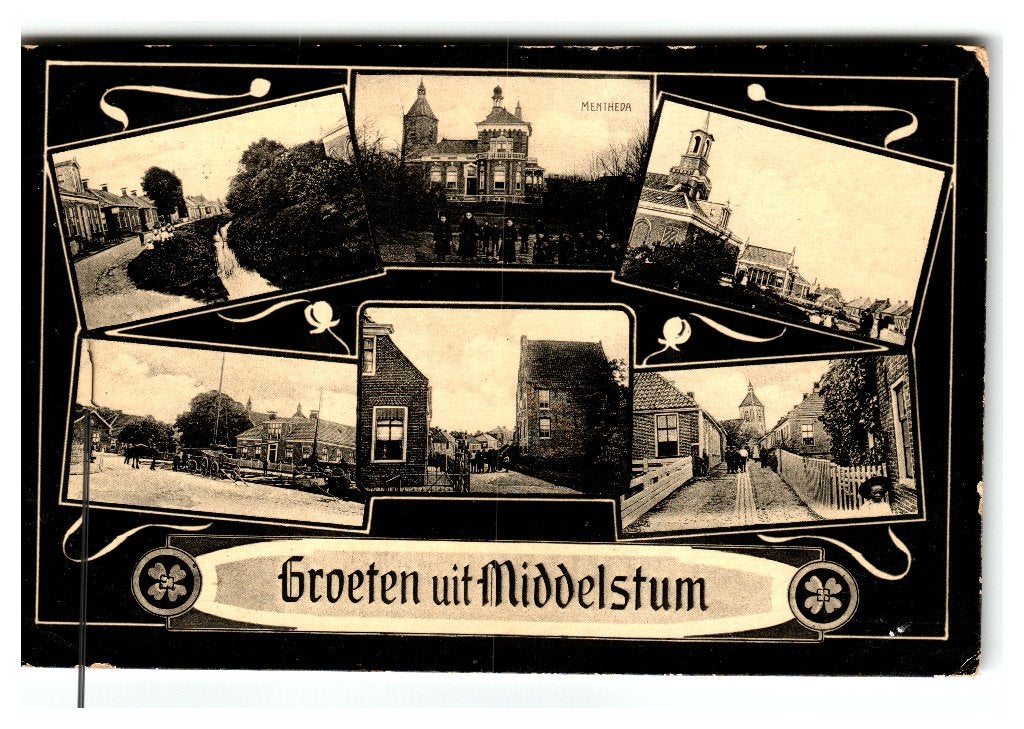 Middelstum, Groeten uit Middelstum - Art Deco, Verzamelen, Verzenden, Voor 1920, Gelopen, Groningen