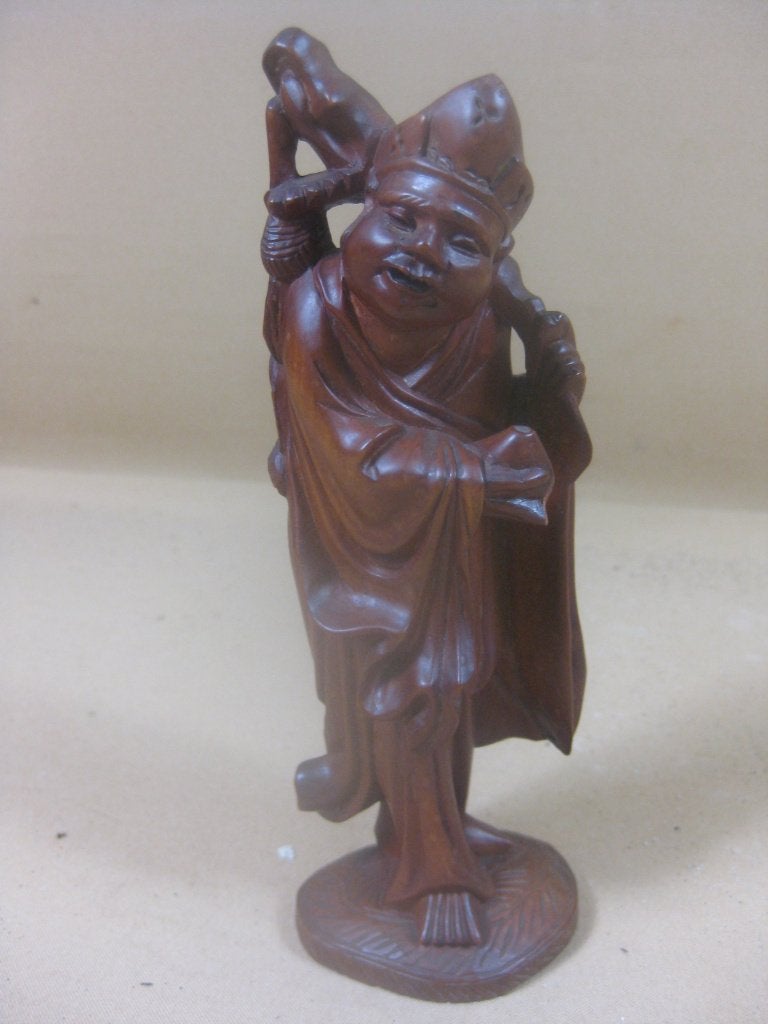 Hard houten beeldje Chinese man, Antiek en Kunst, Minder dan 20 cm, Ophalen of Verzenden, Handgemaakt, Beeld