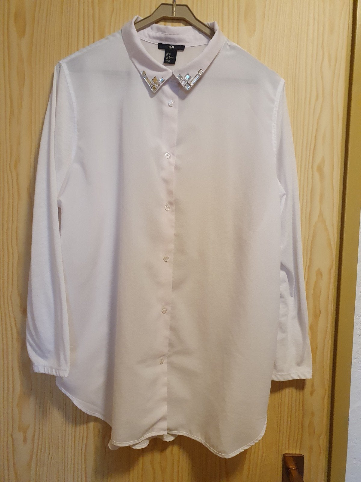 Bloese wit met lange mouwen., Kleding | Dames, H&M, Wit, Zo goed als nieuw, Ophalen