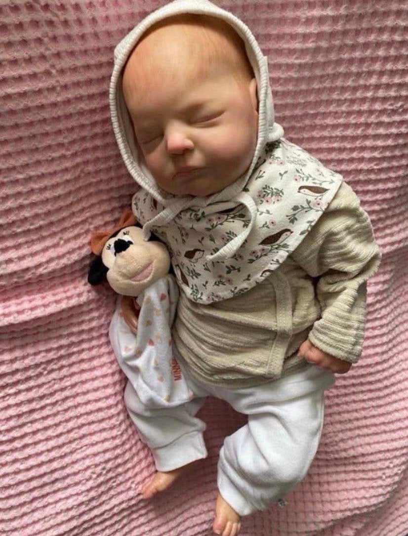Uniek Reborn baby meisje 🎀 slapend, Verzamelen, Ophalen of Verzenden, Zo goed als nieuw, Babypop, Levensecht of Reborn