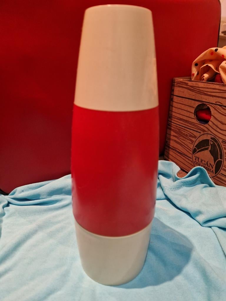 Vintage Thermoskan Rood/Beige - Perfect voor Picknicks, Antiek en Kunst, Ophalen of Verzenden