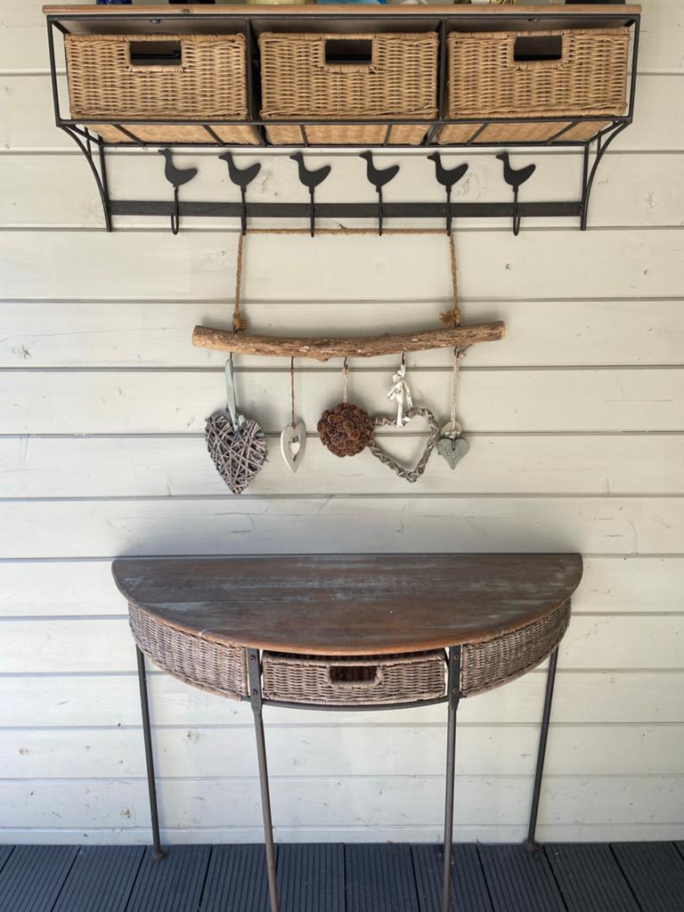 Halfronde sidetable met lade - 100x40x70 cm, Ophalen, Gebruikt, 50 tot 100 cm, Overige vormen