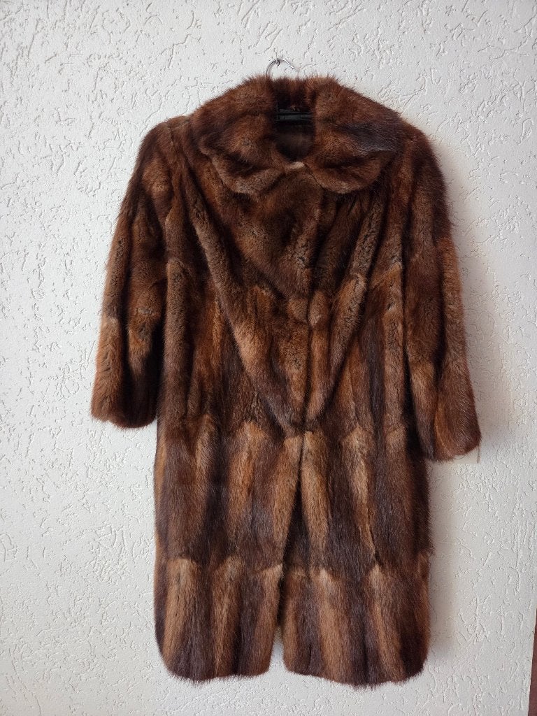 echt bont, jas, lang model (mantel), maat L (42/44), Kleding | Dames, Jassen | Winter, Ophalen of Verzenden, Zo goed als nieuw