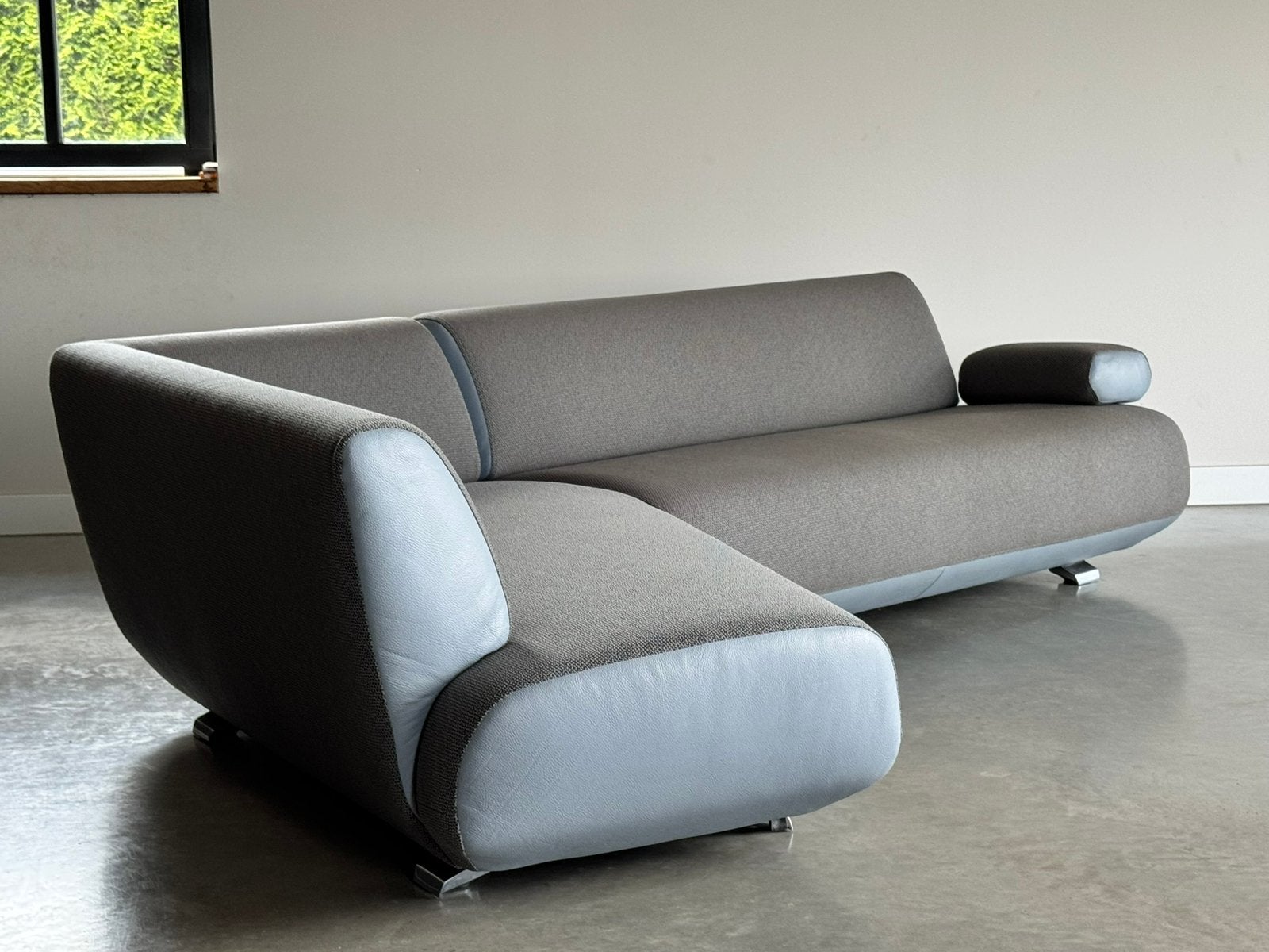 Als Nieuw Leolux Guadalupe Hoekbank - Blauw/Grijs - Top Item, 250 tot 300 cm, X, Hoekbank, Ophalen of Verzenden