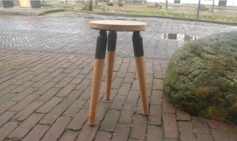 Houten KRUK 45,5 cm. hoog hout melkkruk krukje tafeltje, Ophalen of Verzenden, Gebruikt, Hout