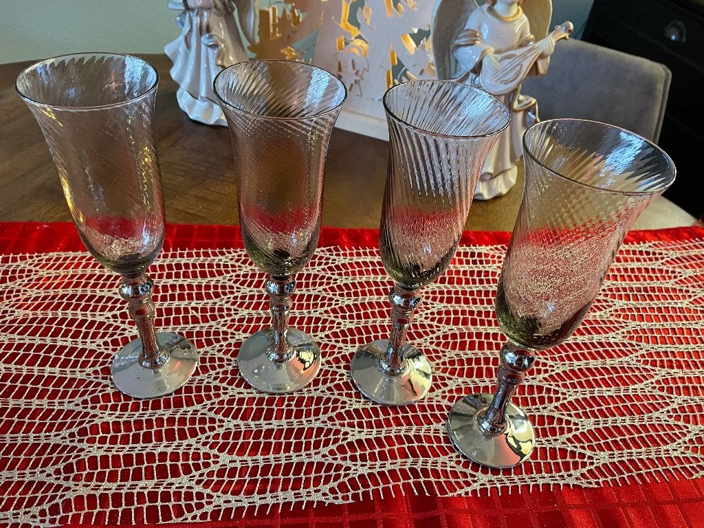 Vier champagneglazen, Verzamelen, Ophalen of Verzenden, Zo goed als nieuw, Overige typen