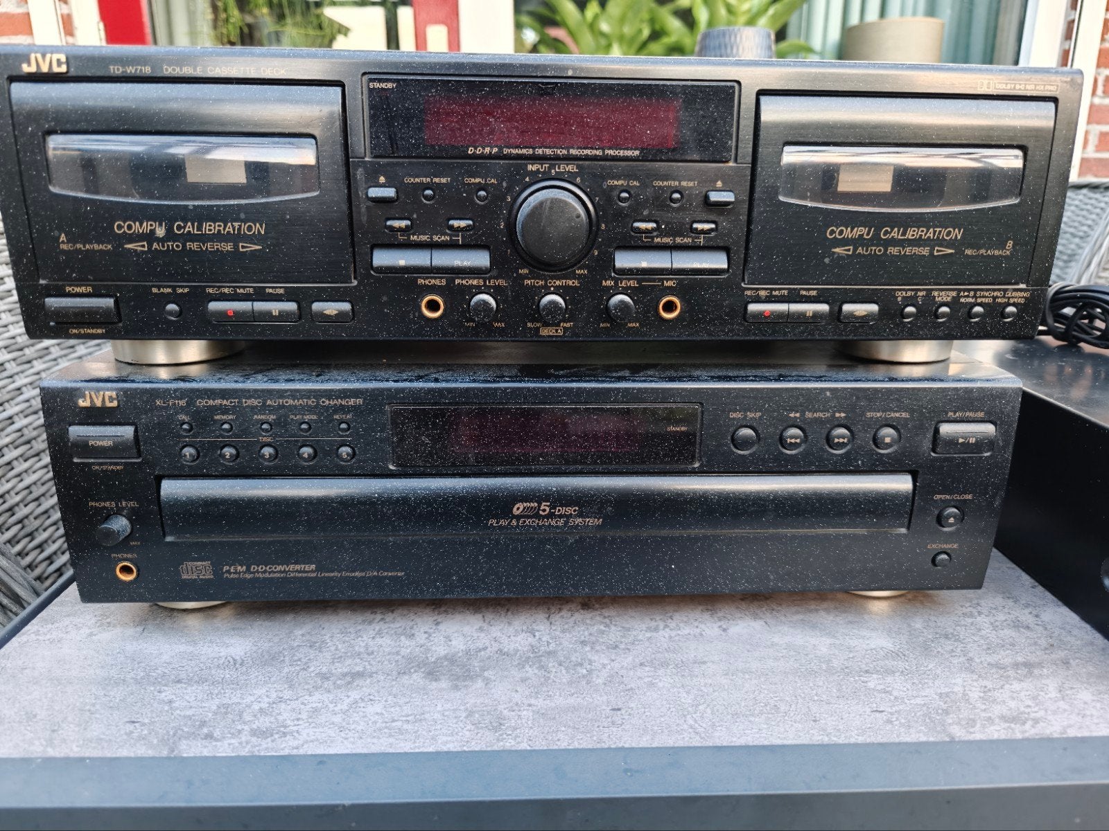 JVC Dubbel Cassettedeck TD-W718 & CD-wisselaar XL-F116, Ophalen, Gebruikt, JVC, Wisselaar