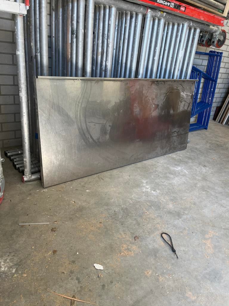 RVS werkblad 40mm dik, Doe-het-zelf en Verbouw, Werkbanken, Ophalen, Gebruikt, 170 cm of meer