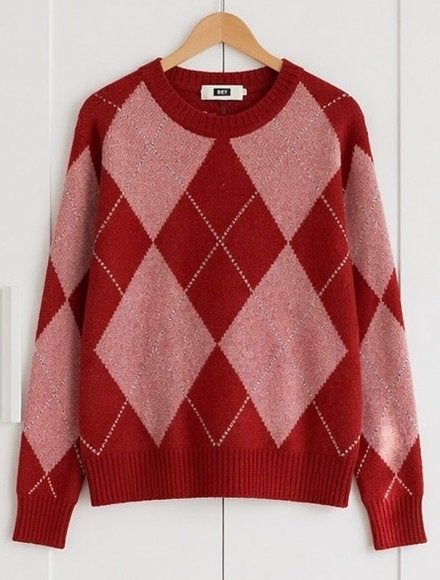 WE ruit trui roze rood ZGAN XS, WE, Ophalen of Verzenden, Zo goed als nieuw, Maat 34 (XS) of kleiner