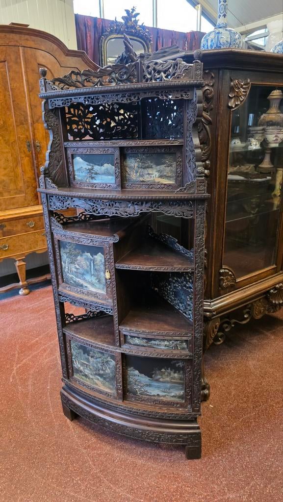 Antieke Chinese kast met handgeschilderde panelen, Antiek en Kunst, Ophalen of Verzenden