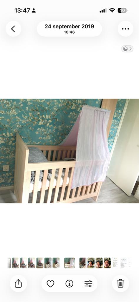 Houten piekstok hemeltje babybed, Kinderen en Baby's, Babywiegjes en Ledikanten, Ophalen, Gebruikt, Ledikant