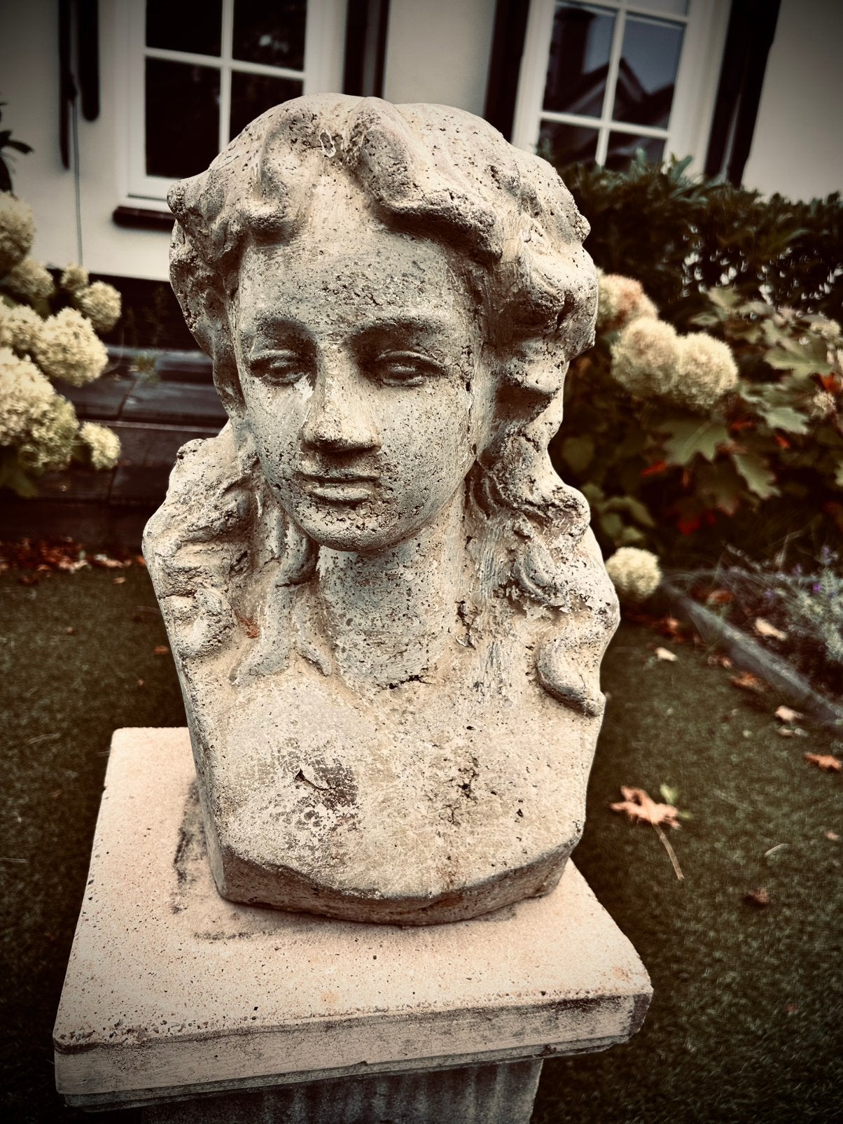 Brocante tuinbeeld buste beeld tuin ornament vrouw, Antiek en Kunst, Ophalen of Verzenden