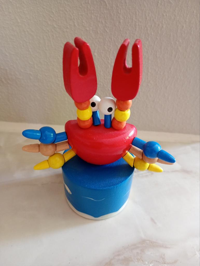 Houten drukpoppetje krab, Ophalen of Verzenden, Zo goed als nieuw