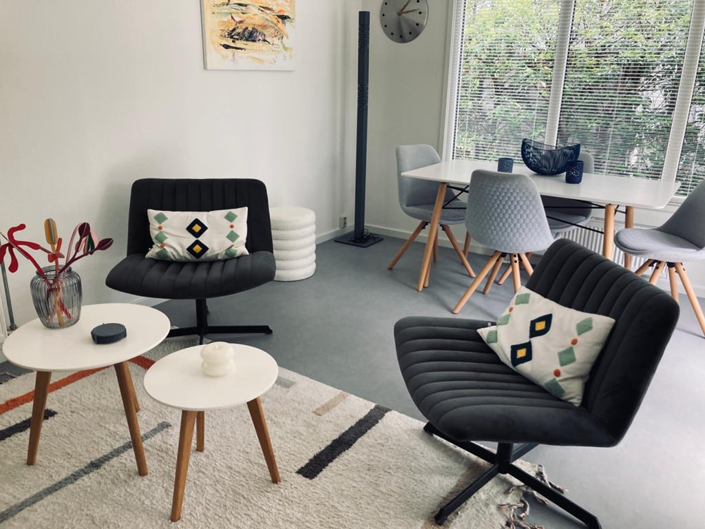 2 antracietgrijze draaifauteuils, Huis en Inrichting, Fauteuils, Ophalen, 75 tot 100 cm, Zo goed als nieuw, Stof