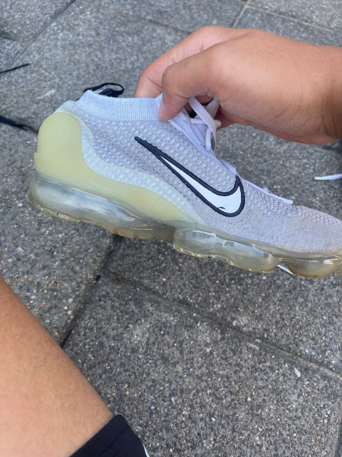 Nike Vapormax Flyknit Sneakers - Wit/Zwart, Ophalen, Gedragen, Wit, Sneakers of Gympen