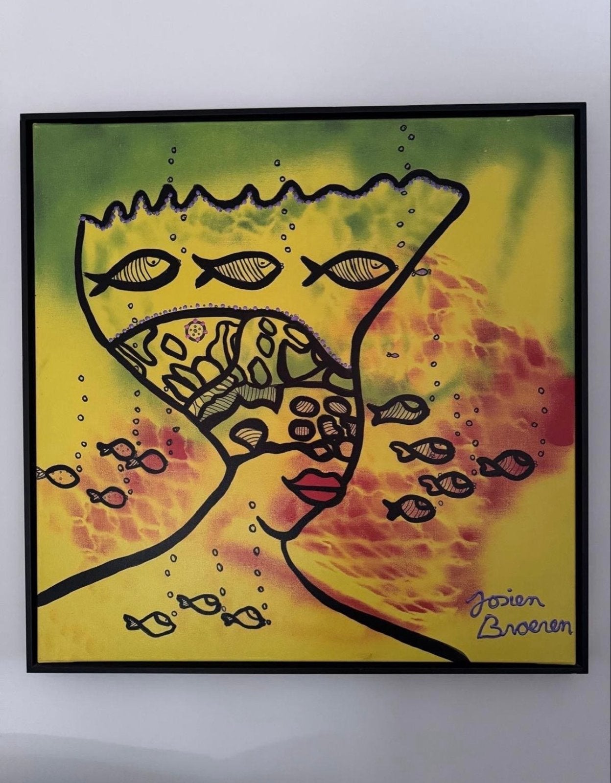 Modern schilderij “Thoughts of the sea”- Josien Broeren, Ophalen, Gesigneerd, Textiel, Figuren