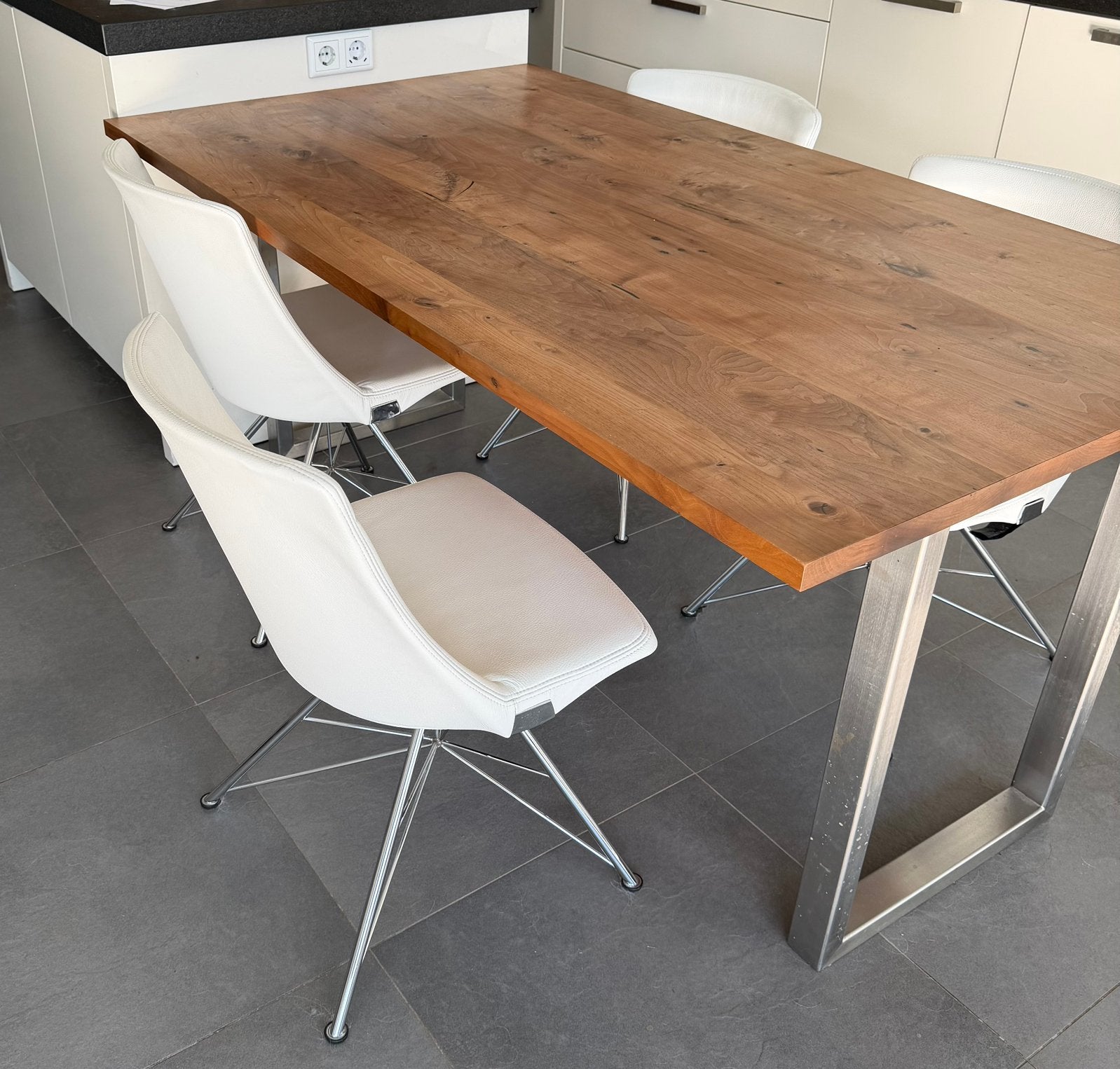 4x Bert Plantagie Rho Spin stoelen - wit leer, Ophalen, Gebruikt, Wit, Leer