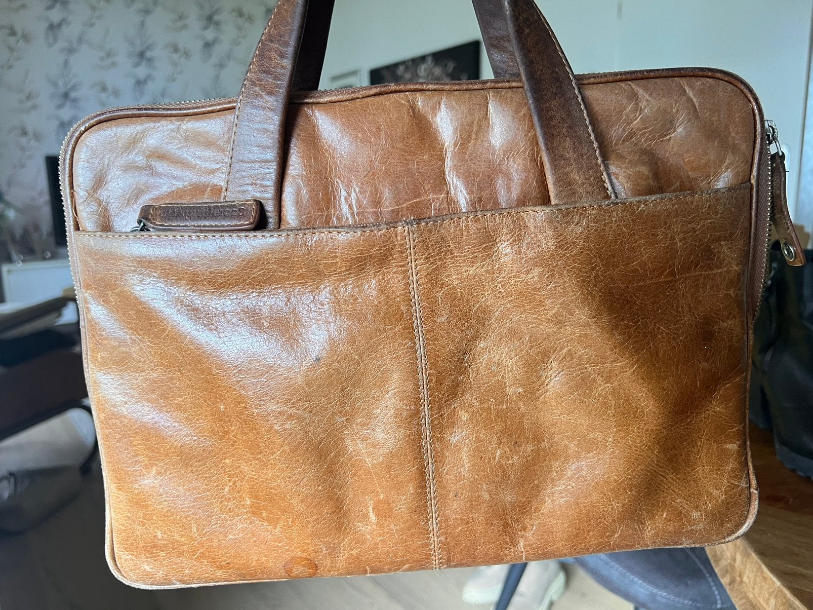 Echte leren laptoptas voor kleinere laptop, 40 tot 60 cm, 30 cm of meer, Bruin, Minder dan 35 cm