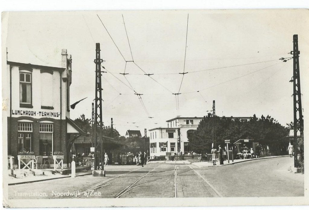 Ansichtkaart NOORDWIJK aan Zee   Tramstation, Verzenden, Gelopen, Zuid-Holland
