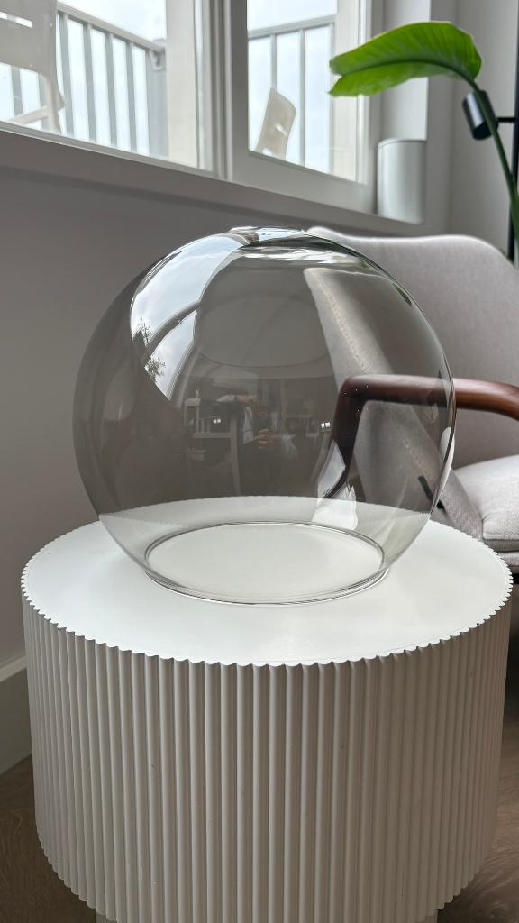 Hanglampenkap Ikea JAKOBSBYN – Rookglas – 30cm, Rond, Ophalen of Verzenden, Zo goed als nieuw, Retro