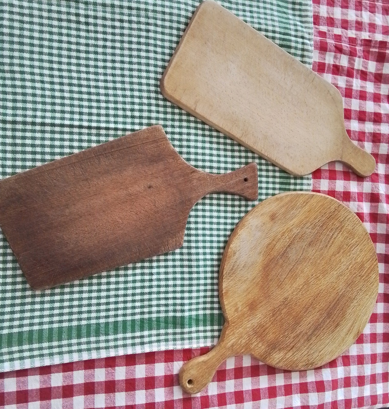 Set van 3 doorleefde houten snij-/serveerplanken, Gebruikt, Hout, Snij-/serveerplank, Ophalen of Verzenden