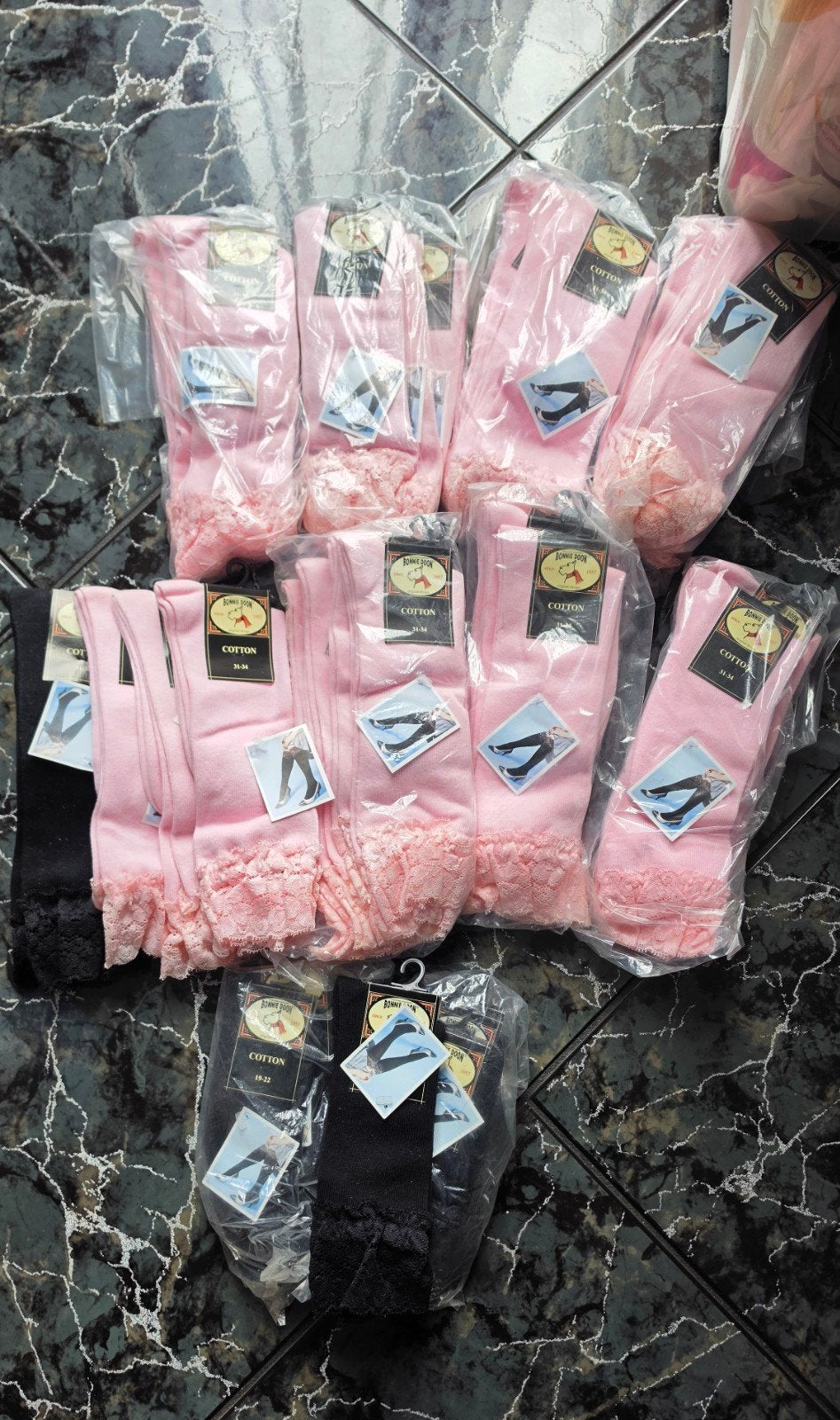 33 paar Bonnie Doon Kniekousen met Kant - Nieuw, Nieuw, Ophalen of Verzenden, Roze, Panty