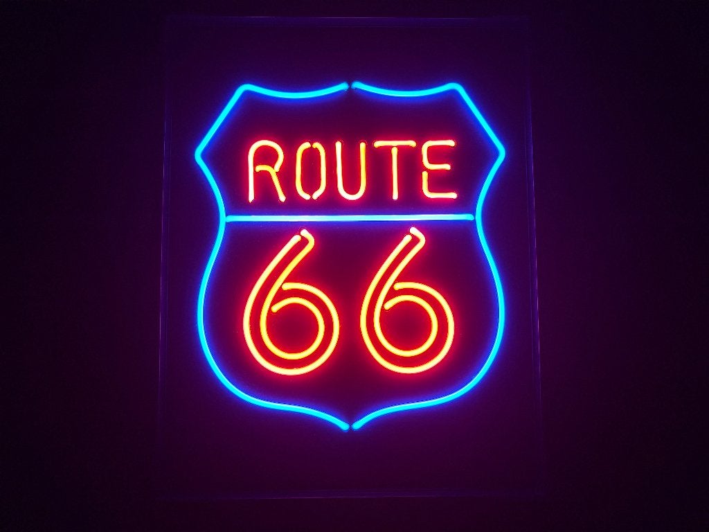 Echte neon reclame Route 66, Ophalen of Verzenden, Zo goed als nieuw, Lichtbak of (neon) lamp