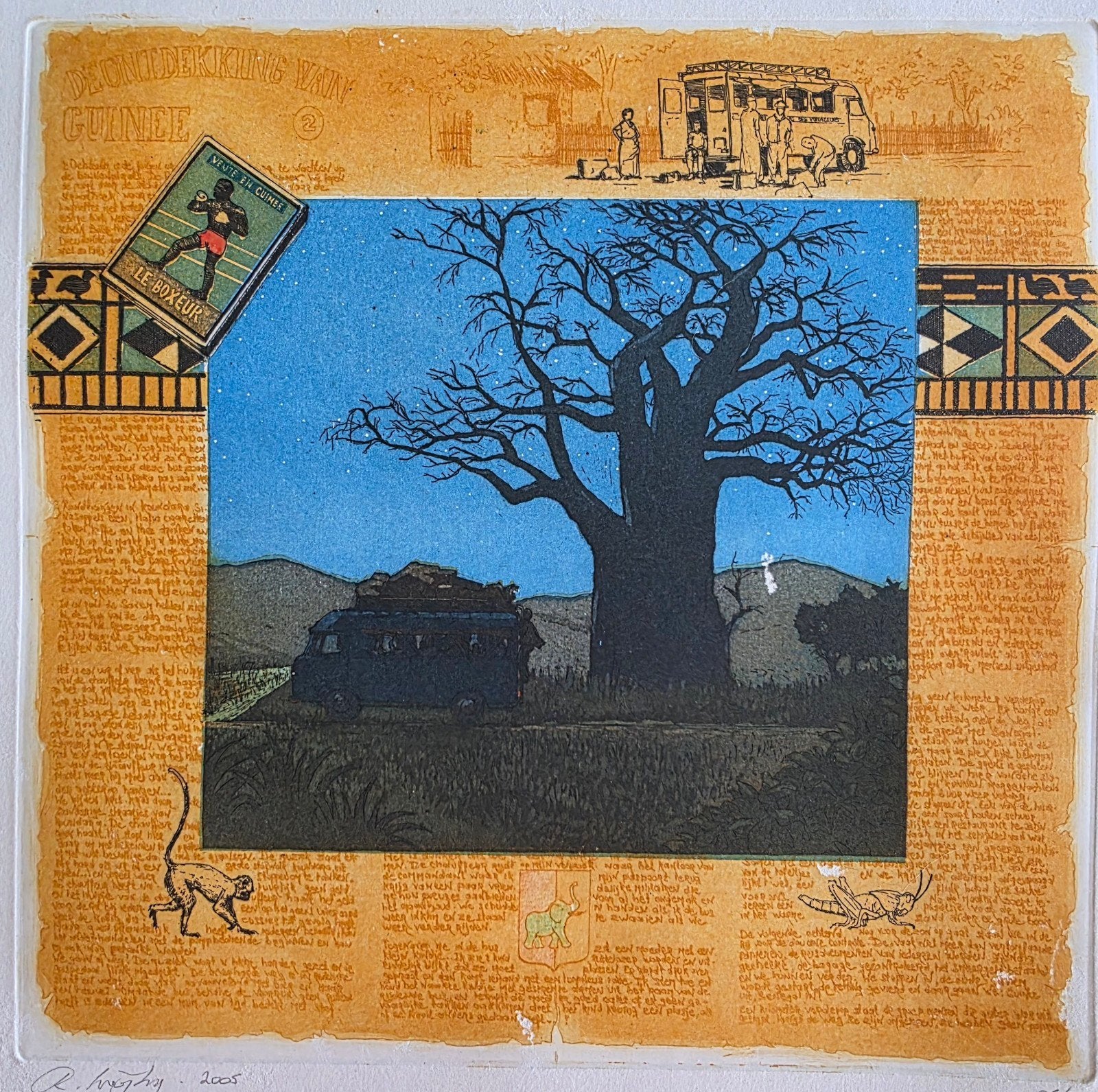 Zeefdruk Rolf Weijburg: De ontdekking van Guinee, Origineel, Landschap, Zeefdruk, 2000 tot heden