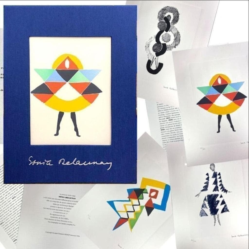Sonia Delaunay - Editie Artcurial -Doos met 4 litho's -1994, Antiek en Kunst, Ophalen of Verzenden