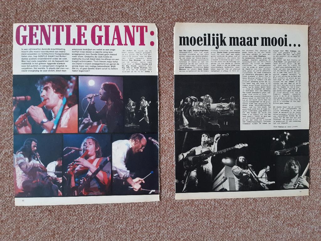 Knipsels Cuttings Gentle Giant Muziek Expres November 1975, Ophalen of Verzenden, 1960 tot 1980, Nederland, Knipsel(s)