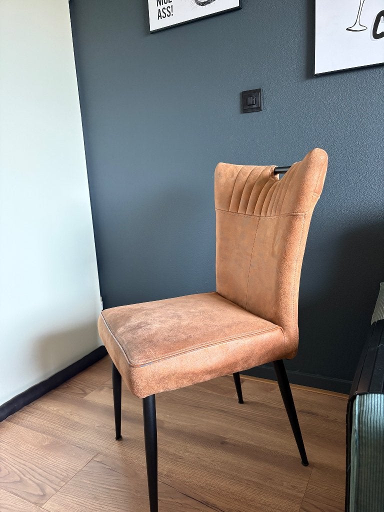 Set van 4 luxe eetkamerstoelen, Huis en Inrichting, Stoelen, Ophalen, Zo goed als nieuw, Bruin, Vier