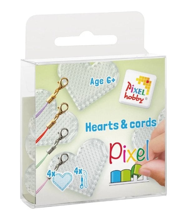 Pixelhobby 4 hart-vormige basisplaten en gekleurde koordjes, ., Nieuw, Ophalen of Verzenden, Pixelhobby