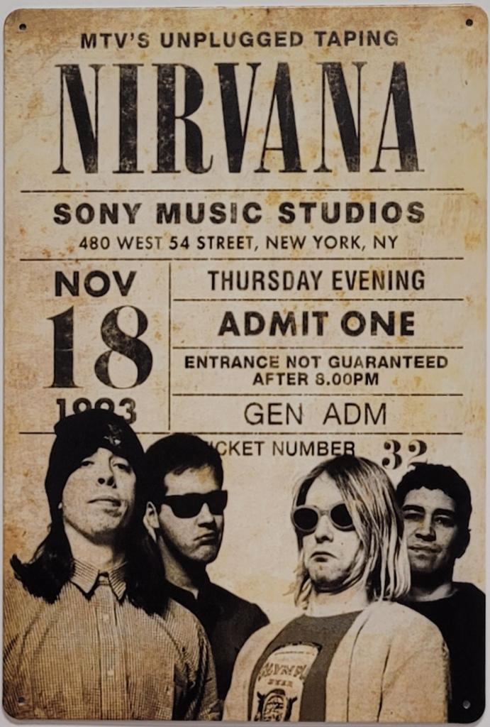 Nirvana unplugged New York reclamebord van metaal deco