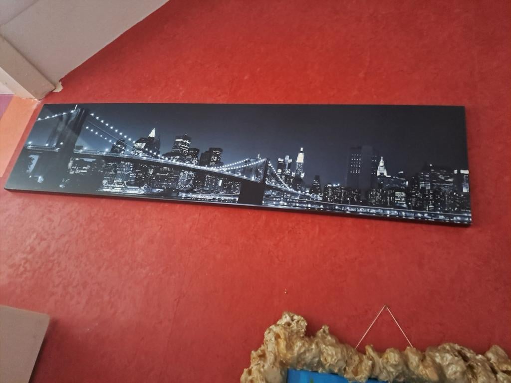 New York City Skyline Canvas Schilderij, Ophalen of Verzenden, Zo goed als nieuw, Schilderij, 100 tot 125 cm