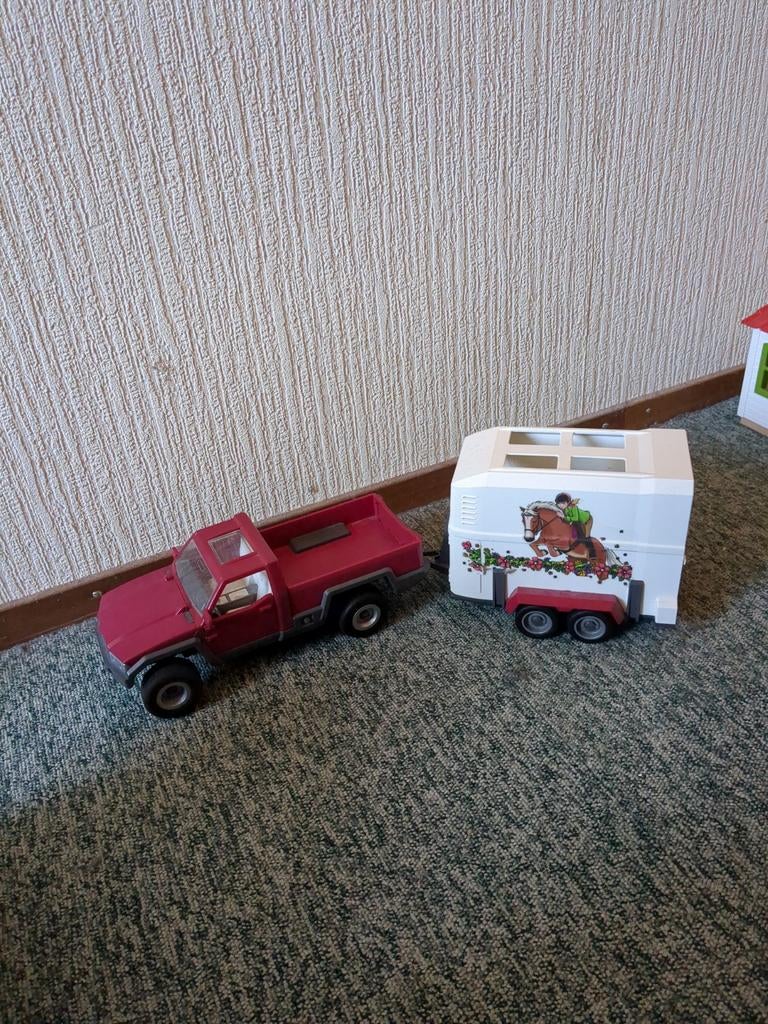 Schleich pick-up met paardentrailer, Ophalen of Verzenden, Gebruikt