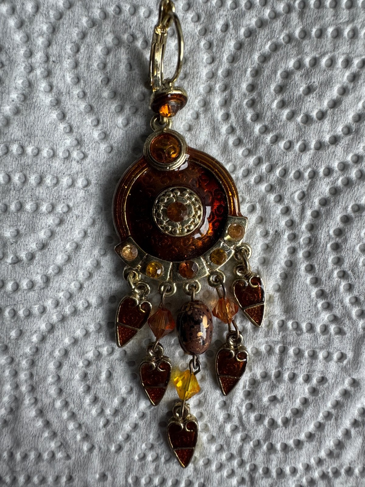 Vintage Oorbellen met Oranje en Bruine Tinten, Sieraden, Tassen en Uiterlijk, Oorbellen, Met kristal, Overige materialen, Oranje