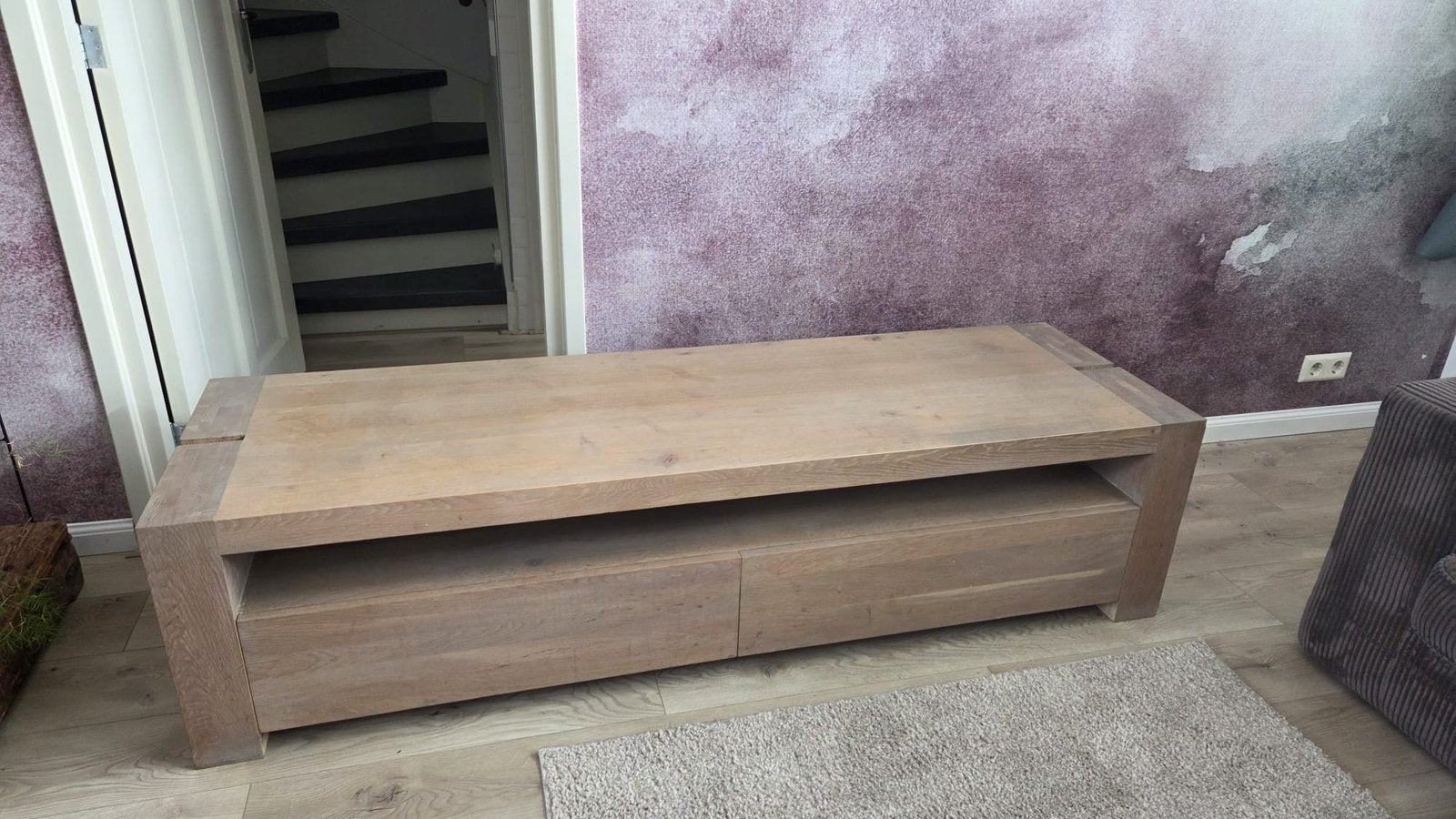 Teak houten Televisie muebel, Ophalen, Gebruikt, 150 tot 200 cm, Teakhout