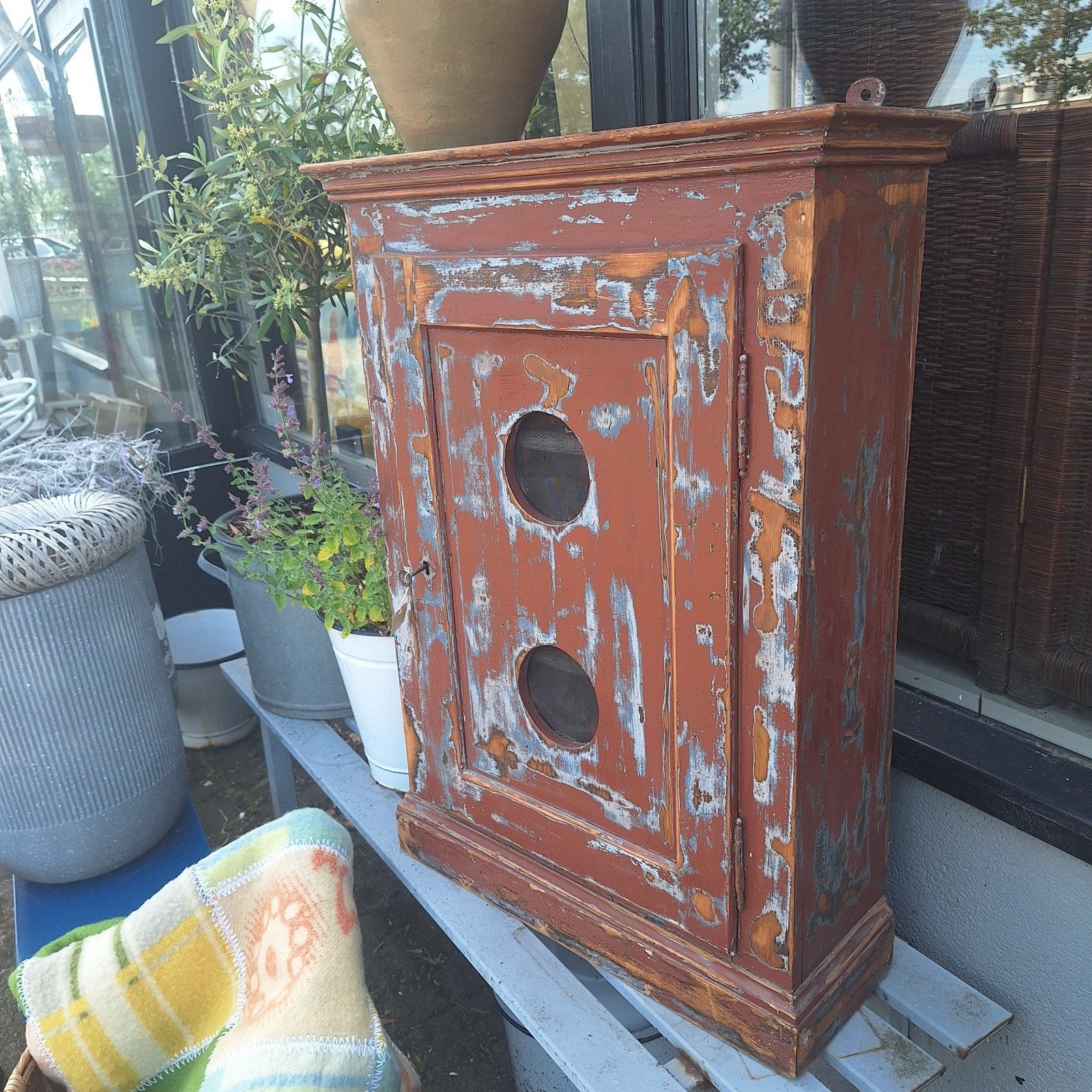 Antieke Franse vliegenkast / hangkast - 63x21x90 cm, Ophalen