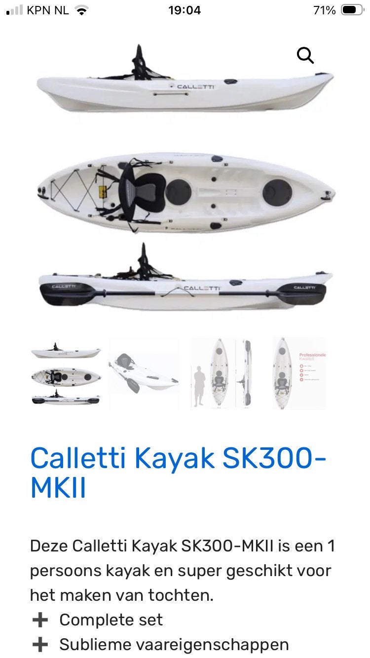 Te koop vis en tour kajak calletti sk300, Ophalen, Zo goed als nieuw