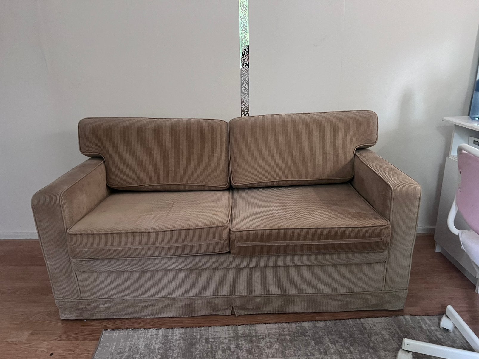 Beige bank, Huis en Inrichting, Banken | Bankstellen, Gebruikt, 150 tot 200 cm, Tweepersoons, 75 tot 100 cm