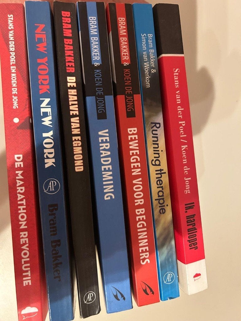 7x boeken van Bram Bakker met andere auteurs over hardlopen, Verzenden, Zo goed als nieuw, Diverse auteurs, Lopen en Fietsen