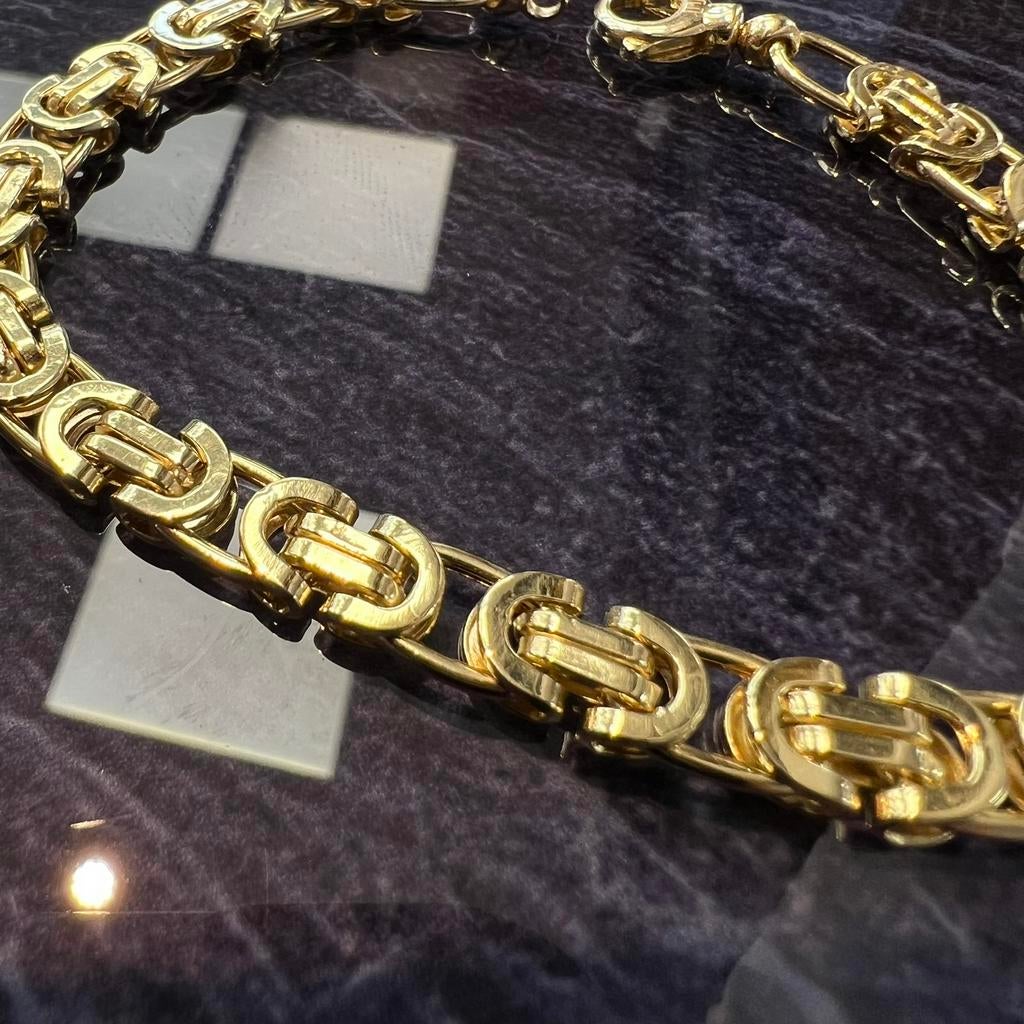 14k gouden armband platte koningsschakel nieuw, Ophalen of Verzenden, Nieuw, Goud