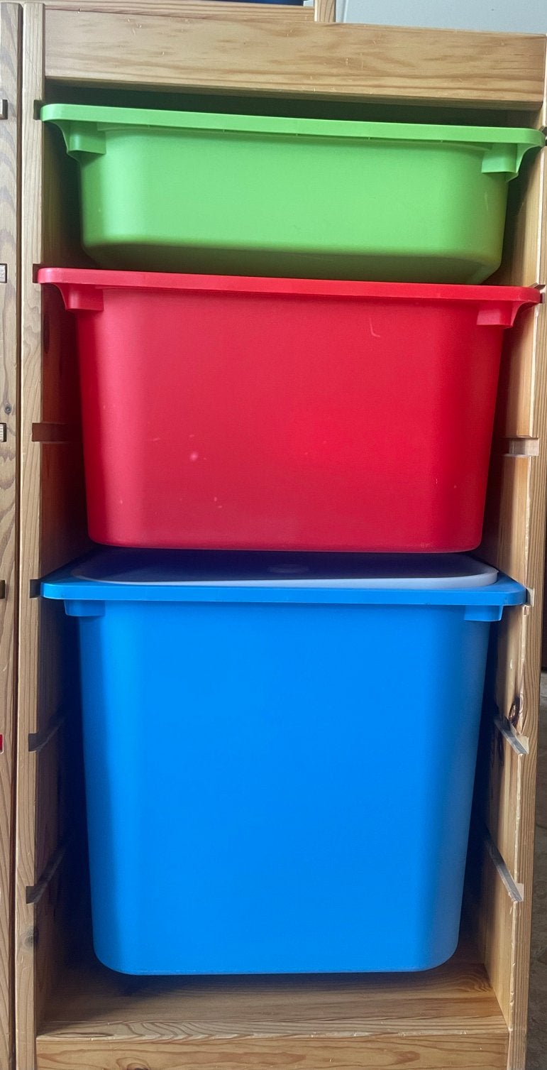 3 IKEA TROFAST houten kasten met bakken en schappen, Ophalen, Gebruikt