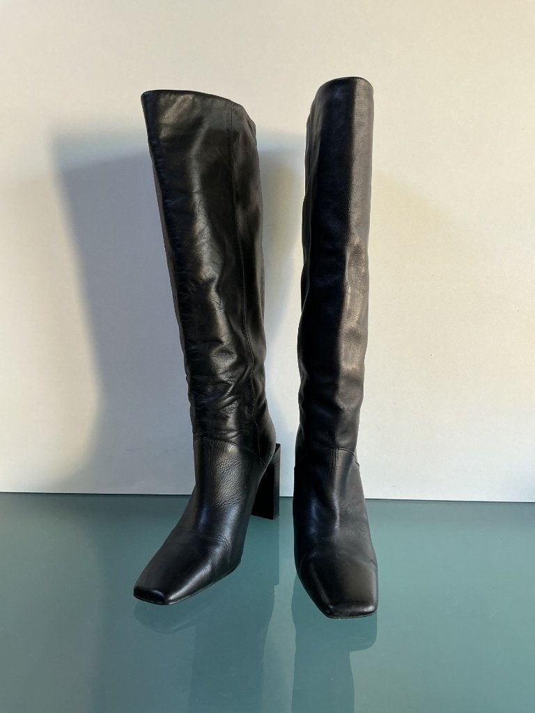 Leren Retro vintage zwarte laarzen 39 | Gratis verzenden, Hoge laarzen, Verzenden, Zwart, Zo goed als nieuw